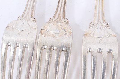 Lot 41 - Six Early 19th Century German Silver Dinner Forks, modified Kings pattern with fluted stems, from the Royal Prussian Collection. Each engraved with the Order of the Black Eagle surmounted by the Ro...