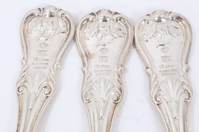 Lot 42 - Six Early 19th Century German Silver Table Spoons, modified Kings pattern with fluted stems, from the Royal Prussian Collection. Each engraved with the Order of the Black Eagle surmounted by the Ro...