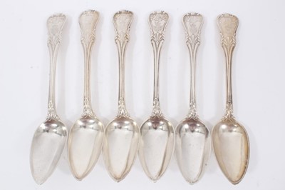 Lot 43 - Six Early 19th Century German Silver Table Spoons, modified Kings pattern with fluted stems, from the Royal Prussian Collection. Each engraved with the Order of the Black Eagle surmounted by the Ro...