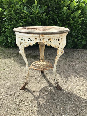 Lot 1522 - Antique cast iron pub table