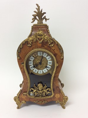 Lot 789 - Marquetry and gilt mounted mantle clock in the French style