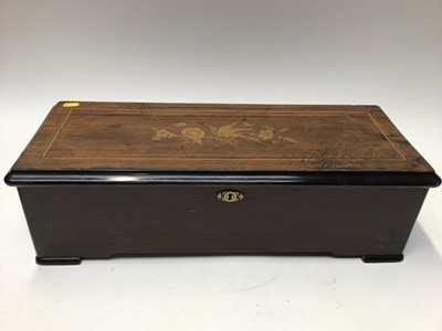 Lot 2305 - Late 19th century Swiss musical box 'Qualite Excelsior' playing 8 tunes, in an inlaid rosewood case