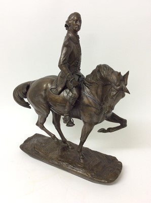 Lot 900 - Bernard Winskill (d. 1980) bronze figure of Washington, for Royal Worcester, 41cm long, engraved plaque to underside, together with a certicate of purchase from the artist signed and dated 14/4/77,...