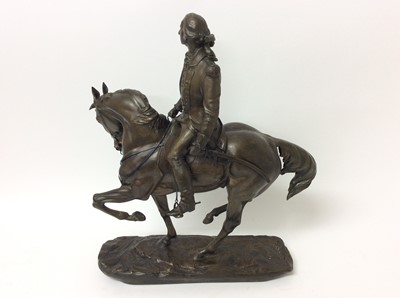 Lot 900 - Bernard Winskill (d. 1980) bronze figure of Washington, for Royal Worcester, 41cm long, engraved plaque to underside, together with a certicate of purchase from the artist signed and dated 14/4/77,...