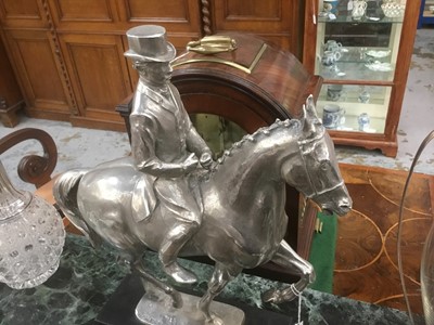 Lot 906 - Bernard Winskill (d. 1980) fine sterling silver model of a horse and rider, in the manner of a dressage competition, hallmarked and raised on black marble plinth, approximately 32cm long