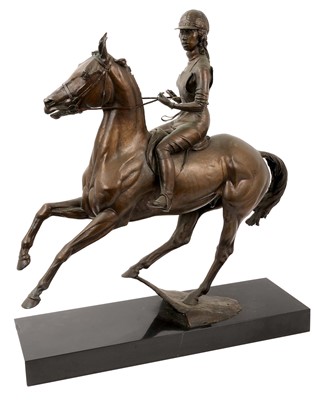 Lot 966 - Bernard Winskill (d. 1980) very large bronze figure of Princess Anne, riding her horse Doublet