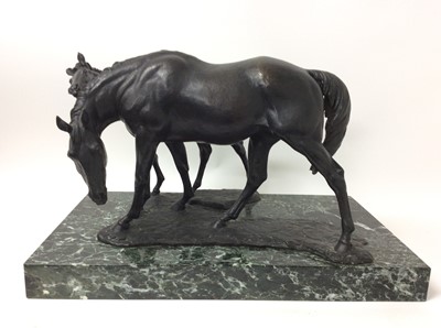 Lot 907 - Bernard Winskill (d. 1980) very large bronze group of a mare and foal, modelled on the winner of the 1970 1000 Guineas 'Humble Duty'