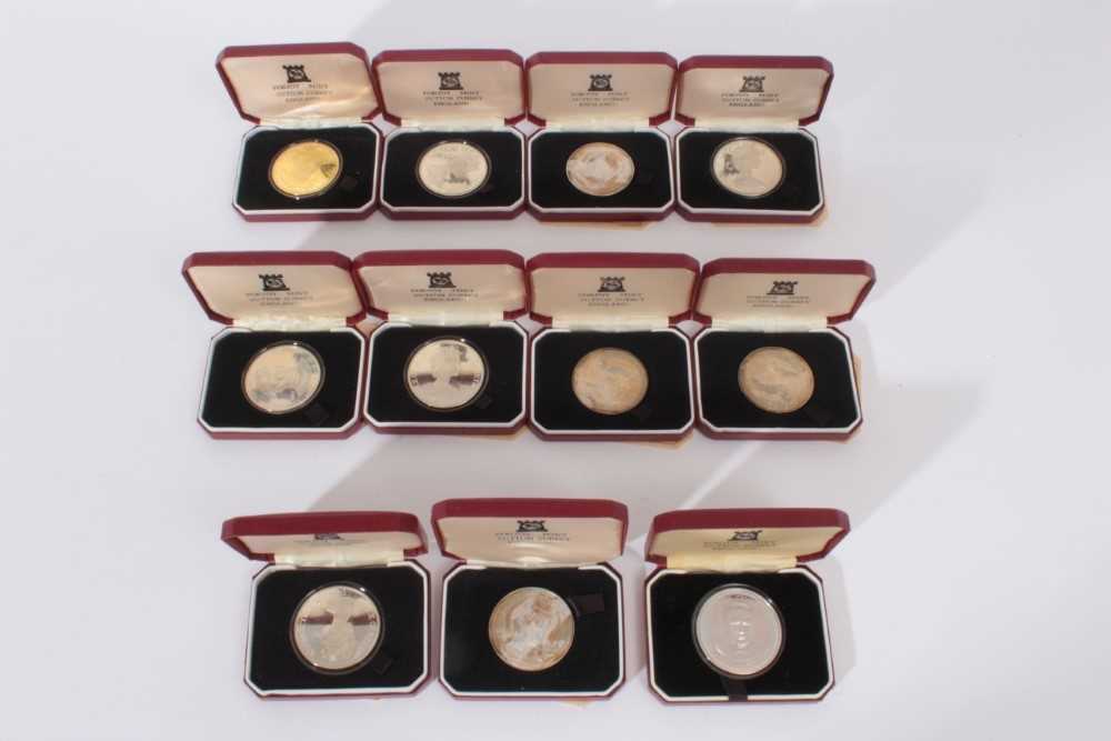 Lot 392 - Isle of Man Pobjoy Mint Mixed Silver Proof Crowns to include Winston Churchill 1976, Montgomery 1976 x 2 and Horse Tram Centenary 1976 x 8 (all cased with certificates of Authenticity) (11 coins)