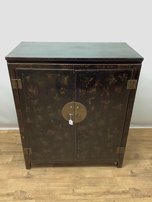 Lot 1504 - Antique Chinese black lacquer cupboard