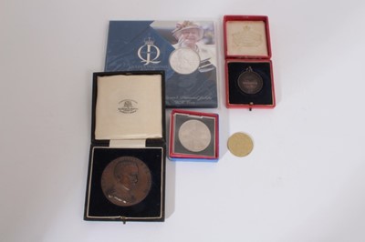 Lot 395 - G.B. Mixed coins and medallions to include Gold Guinea III 1797 (N.B. Ex mount), AE Medallion  Obv: Captain A.E. Hayne R.E. 1861-1896 (portrait facing right) Rev: 'Field. Fortifications. SME (depic...