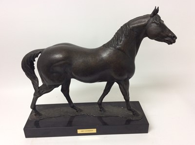 Lot 972 - Bernard Winskill (d. 1980) very large bronze figure titled 'Grey Sovereign', signed, approximately 58cm long, on black marble plinth