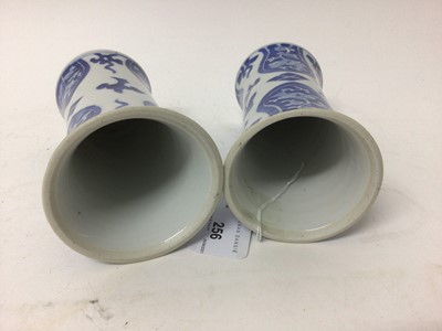 Lot 256 - Pair of 18th/19th century Chinese blue and white sleeve vases, of waisted form