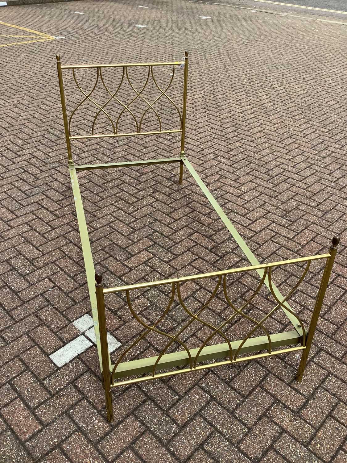 Lot 124 - Brass single bed with side irons, 89cm wide