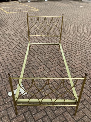 Lot 124 - Brass single bed with side irons, 89cm wide