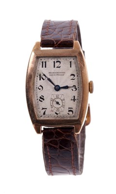 Lot 703 - Vintage gold cased Bravingtons wristwatch on leather strap