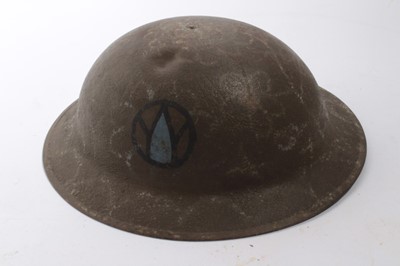 Lot 805 - American M1917 pattern steel helmet, with liner and chinstrap, with New York National Guard insignia and naming to G. Loftin to interior