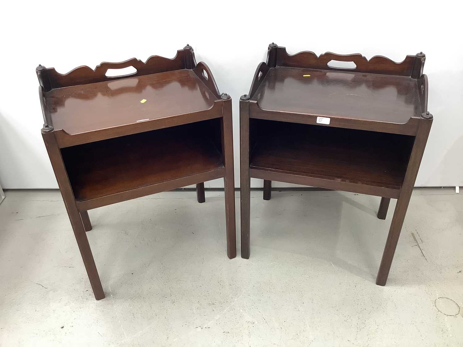 Lot 156 - Pair of Georgian style mahogany two tier bedside table, 56cm wide x 44cm deep x 75cm high