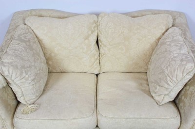 Lot 161 - Traditional style two seater settee with cream upholstery