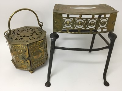 Lot 1004 - 17th century Dutch brass brazier together with a Georgian trivet