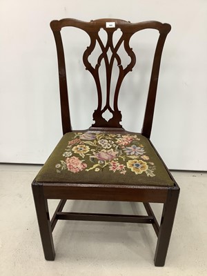 Lot 165 - 19th century mahogany dining chair with pierced splat back and drop in tapestry seat