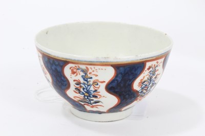 Lot 270 - Collection of Lowestoft pieces, including a tea bowl and saucer of fluted form, painted with scattered flower sprays and sprigs, a further tea bowl and saucer printed in blue with a Chinese river s...
