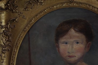 Lot 155 - English School, early 19th century, oval oil on canvas - portrait of a child, 56cm x 46cm, in good gilt frame