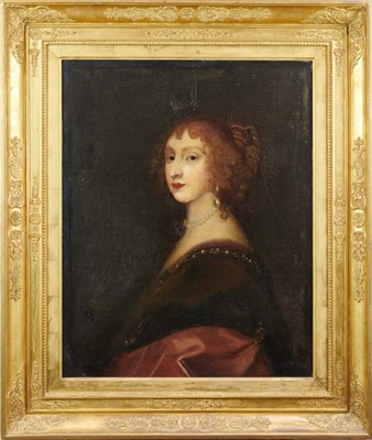 Lot 1143 - English School, late 18th century, oil on canvas - portrait of a lady in pearls, 75cm x 59cm, in good gilt frame