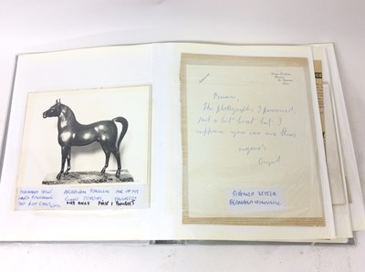 Lot 927 - Fascinating scrapbook relating to Bernard Winskill including photographs of bronzes, racing subjects, correspondence from Bernard Winskill etc