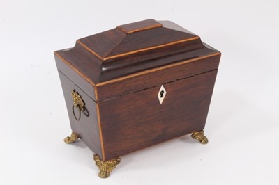 Lot 929 - Early 19th century mahogany and boxwood line inlaid tea caddy