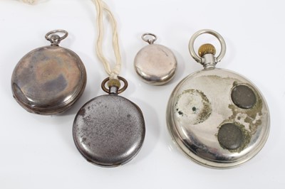 Lot 144 - Victorian silver cased half hunter pocket watch, two other pocket watches and Yeates & Son pocket gauge