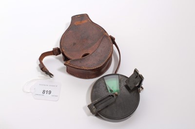 Lot 819 - First World War period British miltary Officers' private purchase compass in brown leather case, together with a vintage hand bearing compass (2)