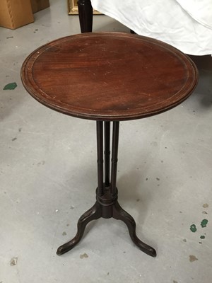 Lot 415 - Georgian-style mahogany wine table, the circular top supported on three columns and tripod base, 35cm diameter x 65cm high