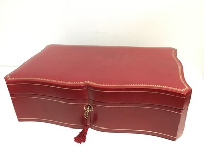 Lot 626 - Good quality Italian red leather jewllery box with key