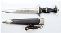 Lot 122 - Scarce Nazi SS model 1933 dagger, by Robert...