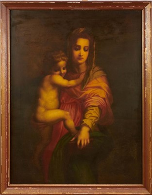 Lot 1186 - 19th century Italian oil on canvas depicting Madonna and Child