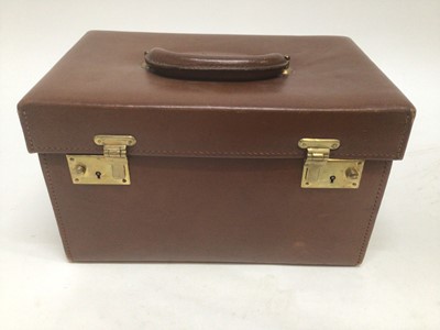 Lot 1955 - Asprey London tan leather fitted vantity case. 20 x 33 x 19 cms approximately.