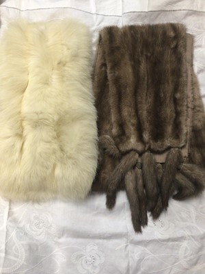 Lot 1958 - Two wide Mink fur  stoles, one with tippet tail trim plus an Artic Fox fur stole.