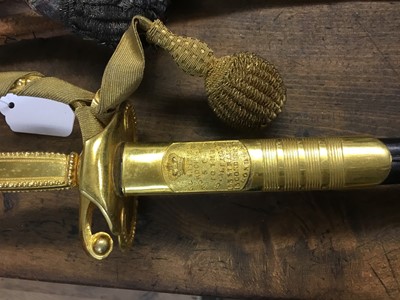 Lot 74 - The Rt Hon .Earl of Listowel K.P., J.P., Fine Victorian court sword by Firmin retaining all original gilding and dress knot , etched blade retaining most original polish in scabbard