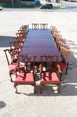 Lot 1362 - Fine quality Regency style four pedestal mahogany dining table and ensuite set of eighteen dining chairs