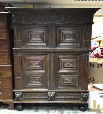 Lot 1509 - Fine 17th century Dutch oak and ebony enclosed cupboard