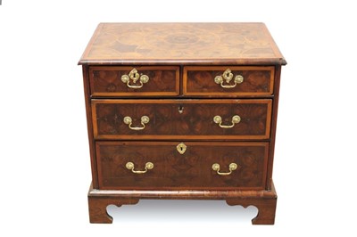 Lot 1507 - William and Mary oyster veneered chest of drawers of small size