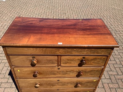 Lot 172 - Victorian mahogany chest with frieze drawer and a further two short and three long drawers below on turned feet, 112cm wide x 58cm deep x 127cm high