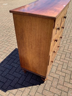 Lot 172 - Victorian mahogany chest with frieze drawer and a further two short and three long drawers below on turned feet, 112cm wide x 58cm deep x 127cm high