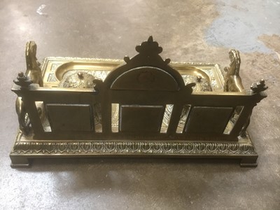 Lot 214 - Victorian brass inkstand