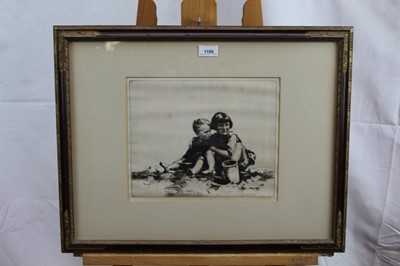 Lot 33 - Sidney Tushingham (1884-1968) signed etching - two children, 26cm x 30cm, in glazed frame p