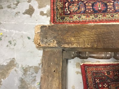 Lot 1519 - Pair of antique oak wainscot chairs, 17th century and later 
Provenance: removed from All Saints Church, Hitcham