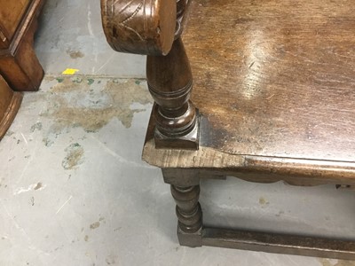 Lot 1519 - Pair of antique oak wainscot chairs, 17th century and later 
Provenance: removed from All Saints Church, Hitcham