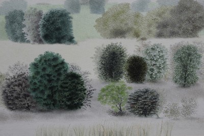 Lot 1278 - *Francis Plummer (1930-2019) watercolour - Trees, entitled 'Serried Ranks', initialled and dated '83, 28cm x 38cm, in glazed frame