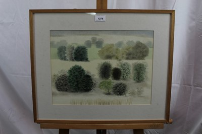 Lot 1278 - *Francis Plummer (1930-2019) watercolour - Trees, entitled 'Serried Ranks', initialled and dated '83, 28cm x 38cm, in glazed frame