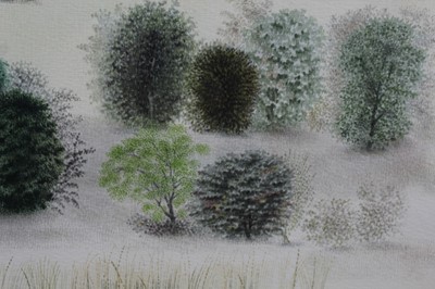 Lot 1278 - *Francis Plummer (1930-2019) watercolour - Trees, entitled 'Serried Ranks', initialled and dated '83, 28cm x 38cm, in glazed frame